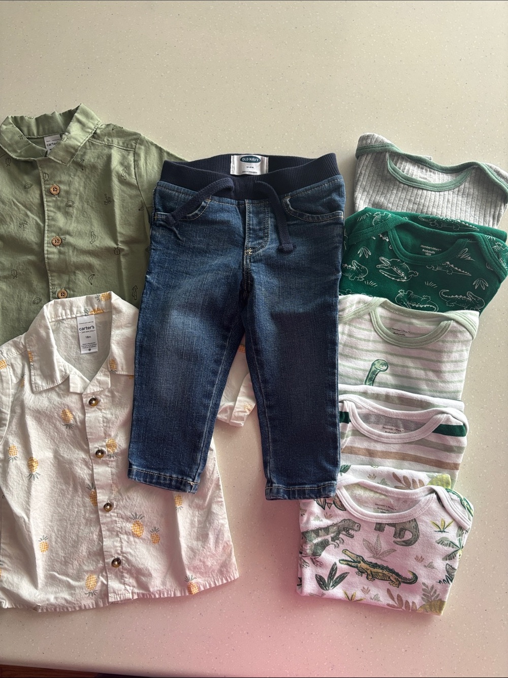 Baby Bundle- 1 Jeans, 2 Shirts, 5 Onsies
